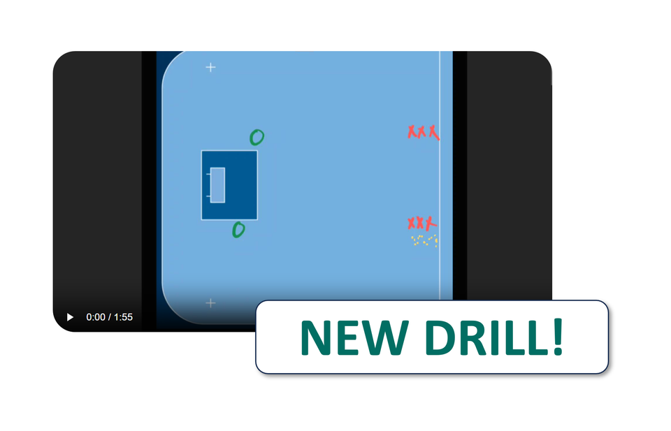 "Coast to coast" adapted to one net for game warmups | 2-on-2
